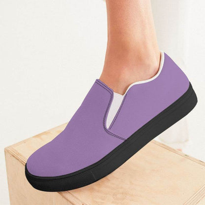 Lightened Muted Purple Women's Slip-On Canvas Sneakers (MPU2-MU-LG) - Woman CloseUp