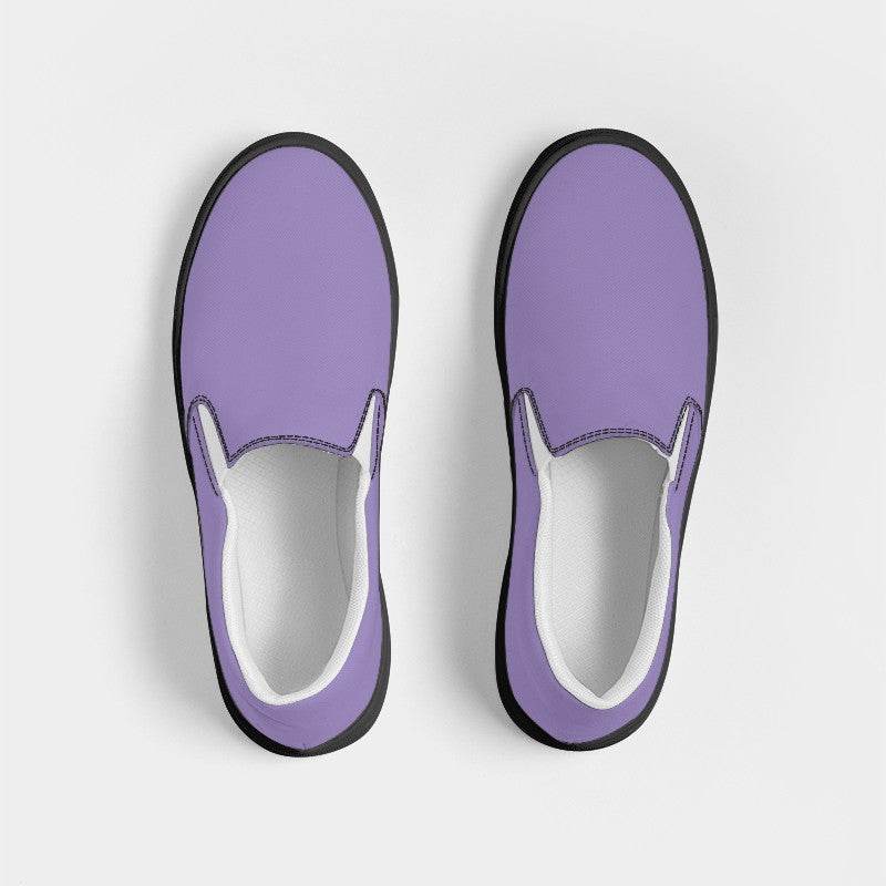 Lightened Muted Purple Women's Slip-On Canvas Sneakers (PU-MU-LG) - Top