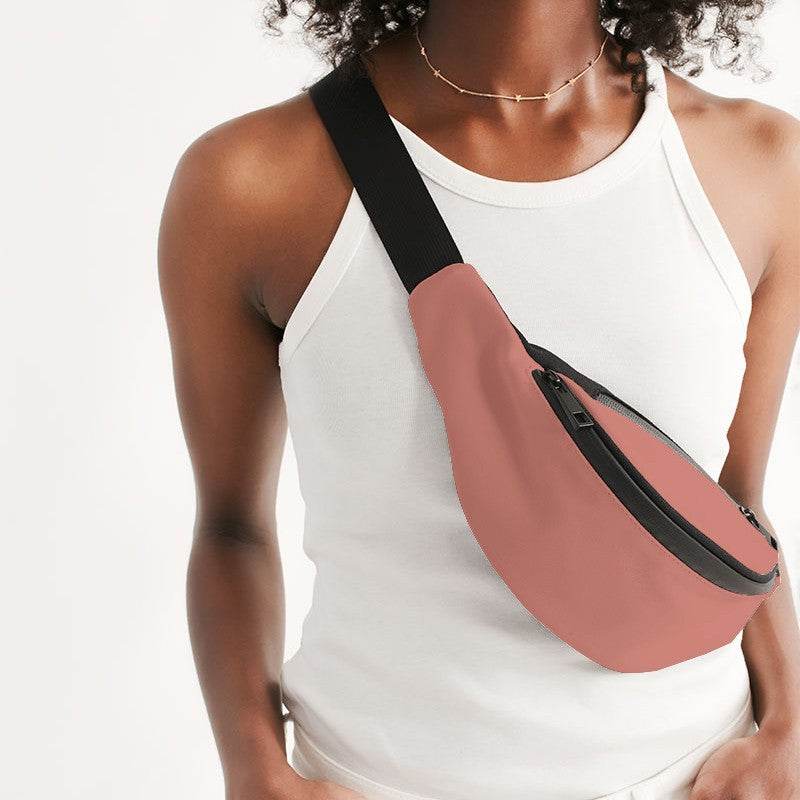 Lightened Muted Red Belt Bag (R-MU-LG) - Woman Front CloseUp