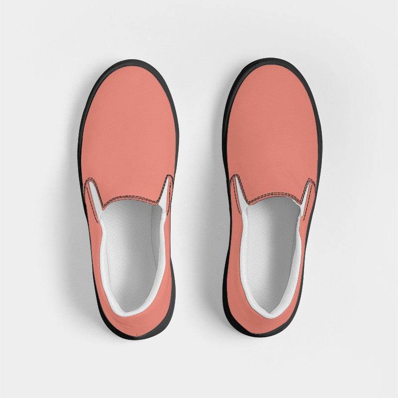Lightened Muted Red Women's Slip-On Canvas Sneakers (R-MU-LG) - Top
