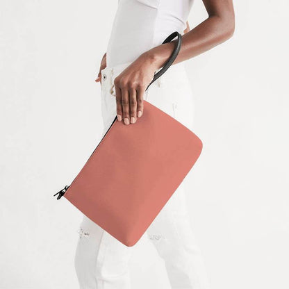 Lightened Muted Red Zip Pouch (R-MU-LG) - Side Holding