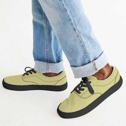 Lightened Muted Yellow Men's Canvas Sneakers (LY2-MU-LG) - Man CloseUp