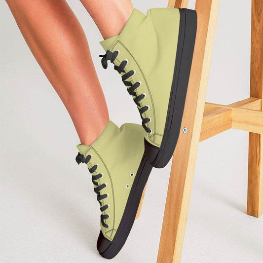 Lightened Muted Yellow Women's High-Top Canvas Sneakers (LY2-MU-LG) - Woman CloseUp