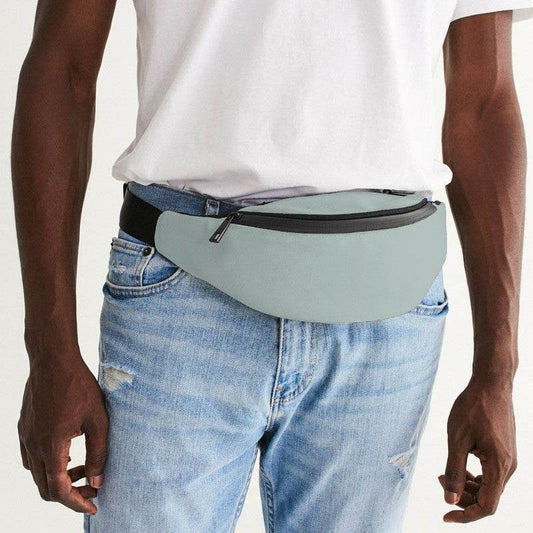 Lightened Neutral Blue-Green Belt Bag (BG-NE-LG) - Man Front CloseUp