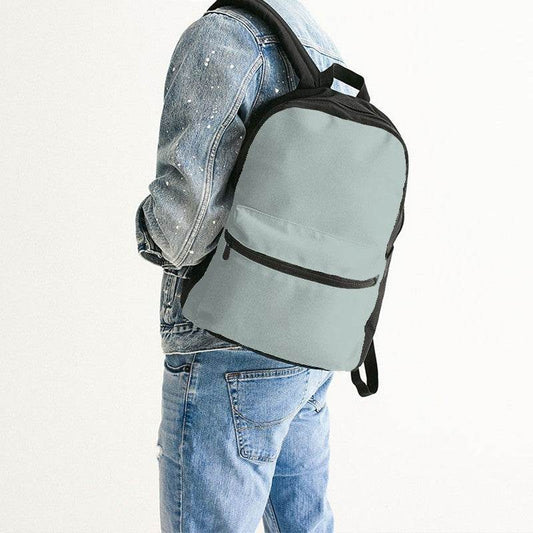 Lightened Neutral Blue-Green Canvas Backpack (BG-NE-LG) - Man Back CloseUp