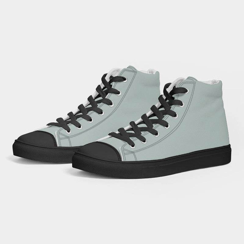 Lightened Neutral Blue-Green Men's High-Top Canvas Sneakers (BG-NE-LG) - Side 3
