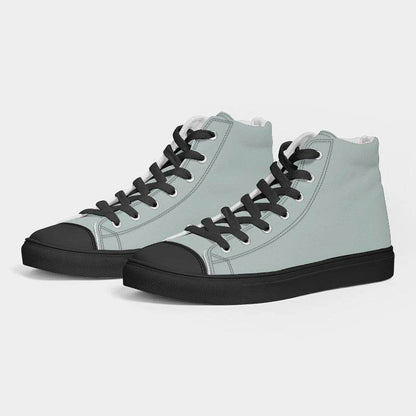 Lightened Neutral Blue-Green Men's High-Top Canvas Sneakers (BG-NE-LG) - Side 3