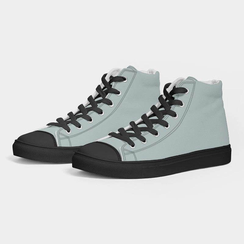 Lightened Neutral Blue-Green Men's High-Top Canvas Sneakers (CBG2-NE-LG) - Side 3