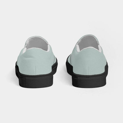 Lightened Neutral Blue-Green Men's Slip-On Canvas Sneakers (BG-NE-LG) - Back