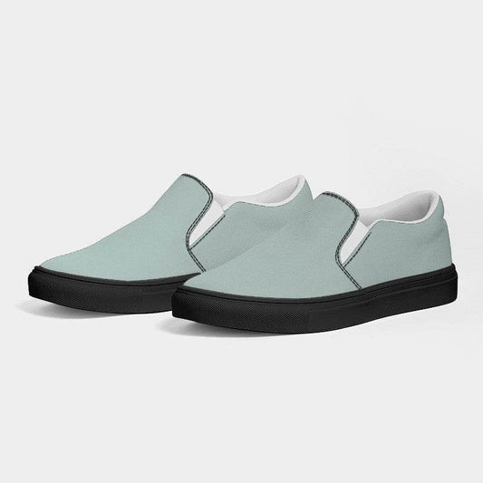 Lightened Neutral Blue-Green Men's Slip-On Canvas Sneakers (BG-NE-LG) - Side 3