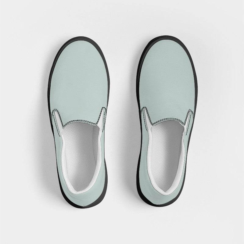 Lightened Neutral Blue-Green Men's Slip-On Canvas Sneakers (BG-NE-LG) - Top