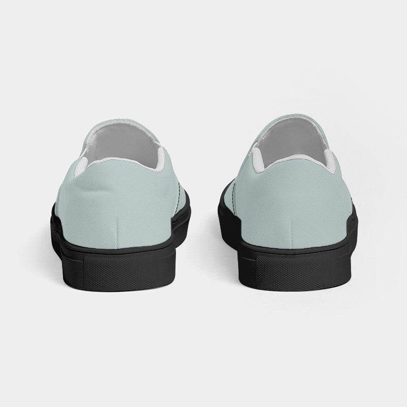 Lightened Neutral Blue-Green Men's Slip-On Canvas Sneakers (CBG2-NE-LG) - Back