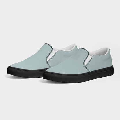 Lightened Neutral Blue-Green Men's Slip-On Canvas Sneakers (CBG2-NE-LG) - Side 3