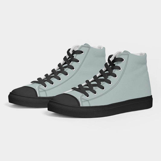 Lightened Neutral Blue-Green Women's High-Top Canvas Sneakers (CBG2-NE-LG) - Side 3