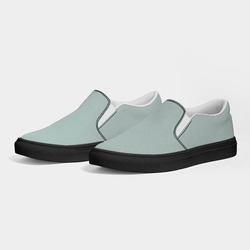 Lightened Neutral Blue-Green Women's Slip-On Canvas Sneakers (BG-NE-LG) - Side 3