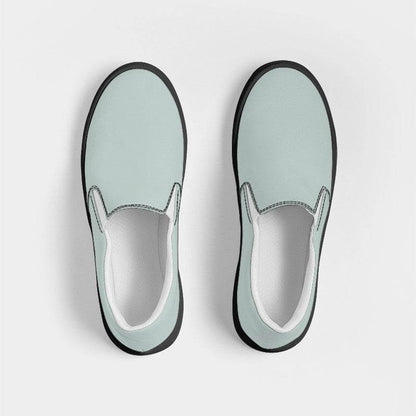 Lightened Neutral Blue-Green Women's Slip-On Canvas Sneakers (BG-NE-LG) - Top