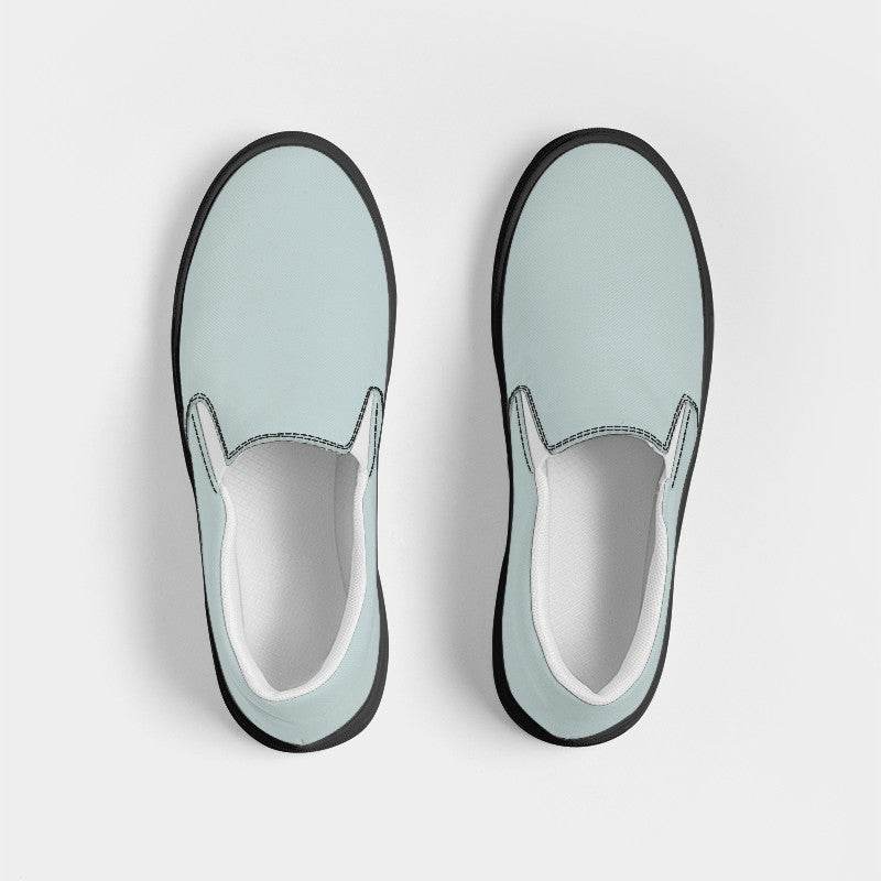 Lightened Neutral Blue-Green Women's Slip-On Canvas Sneakers (CBG2-NE-LG) - Top