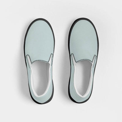 Lightened Neutral Blue-Green Women's Slip-On Canvas Sneakers (CBG2-NE-LG) - Top