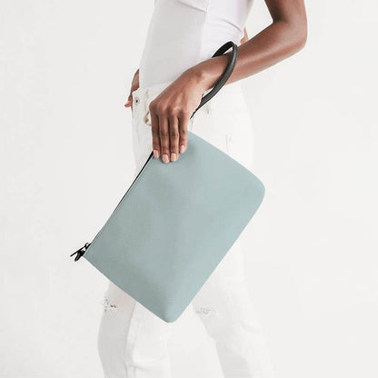 Lightened Neutral Blue-Green Zip Pouch (CBG2-NE-LG) - Side Holding