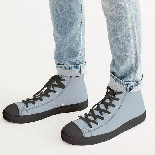 Lightened Neutral Blue Men's High-Top Canvas Sneakers (B-NE-LG) - Man CloseUp