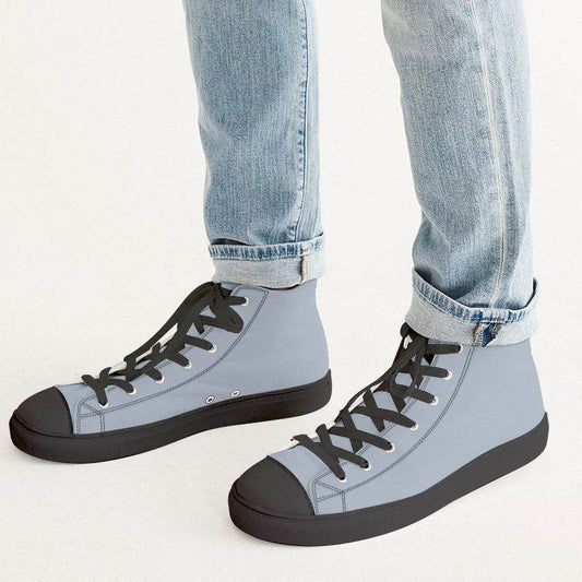 Lightened Neutral Blue Men's High-Top Canvas Sneakers (IB2-NE-LG) - Man CloseUp