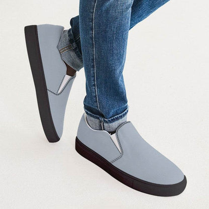 Lightened Neutral Blue Men's Slip-On Canvas Sneakers (IB2-NE-LG) - Man CloseUp