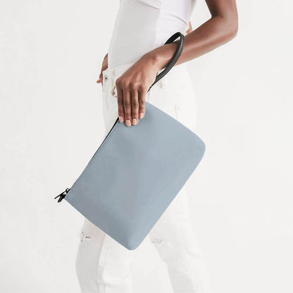 Lightened Neutral Blue Zip Pouch (B-NE-LG) - Side Holding
