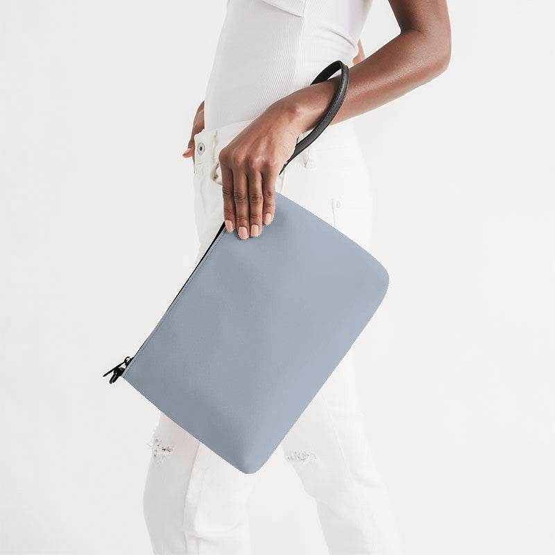 Lightened Neutral Blue Zip Pouch (IB2-NE-LG) - Side Holding