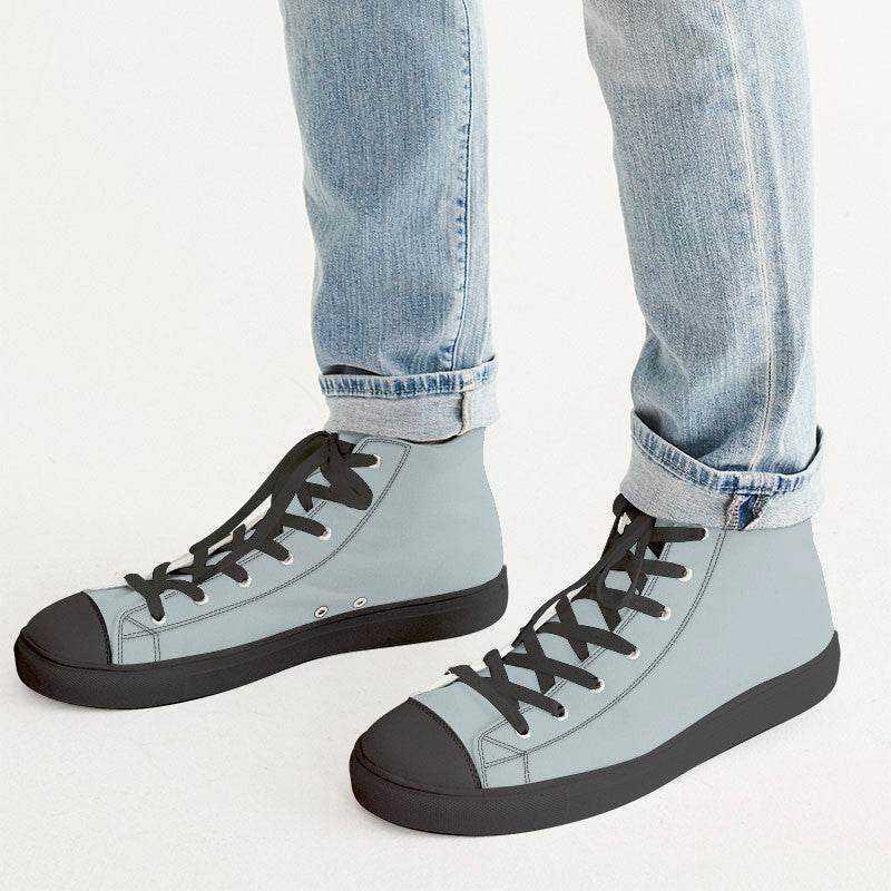 Lightened Neutral Cyan Men's High-Top Canvas Sneakers (C-NE-LG) - Man CloseUp