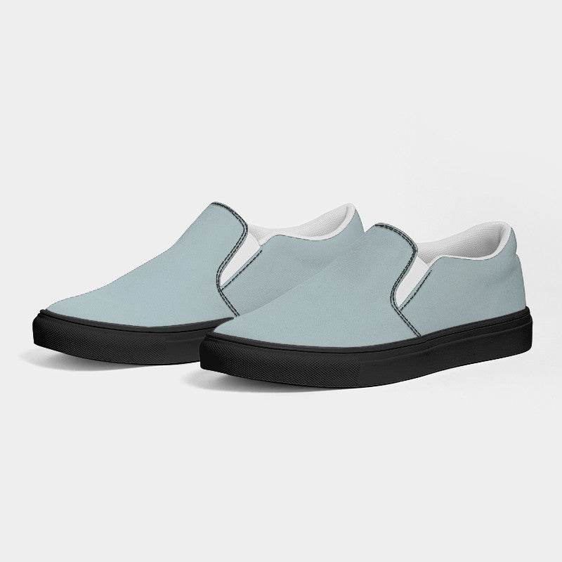 Lightened Neutral Cyan Men's Slip-On Canvas Sneakers (C-NE-LG) - Side 3