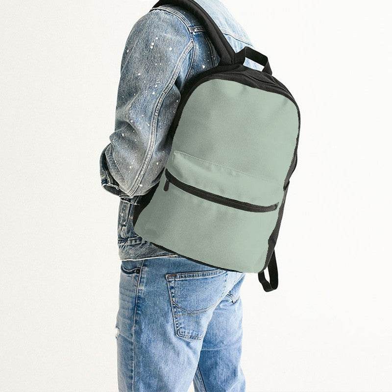 Lightened Neutral Green Canvas Backpack (G-NE-LG) - Man Back CloseUp