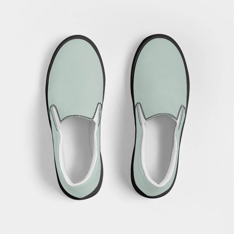 Lightened Neutral Green Men's Slip-On Canvas Sneakers (BGG2-NE-LG) - Top