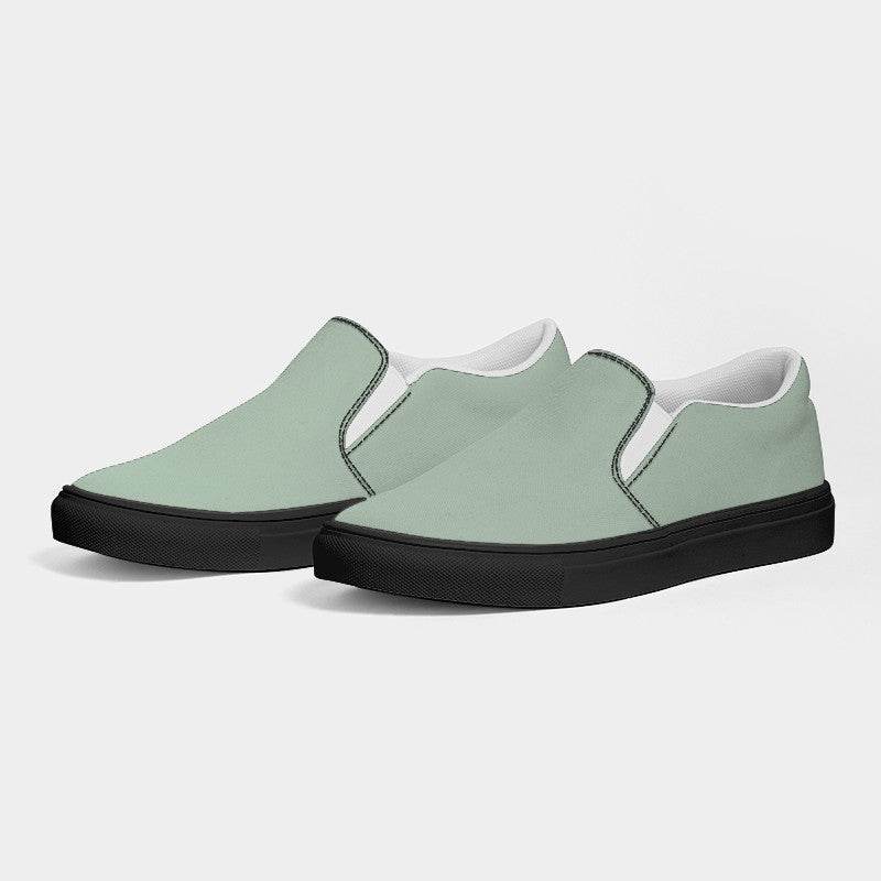 Lightened Neutral Green Men's Slip-On Canvas Sneakers (G-NE-LG) - Side 3