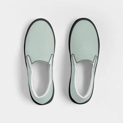 Lightened Neutral Green Women's Slip-On Canvas Sneakers (BGG2-NE-LG) - Top