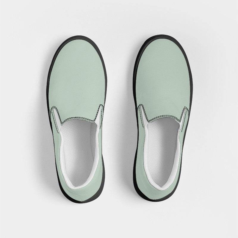 Lightened Neutral Green Women's Slip-On Canvas Sneakers (G-NE-LG) - Top
