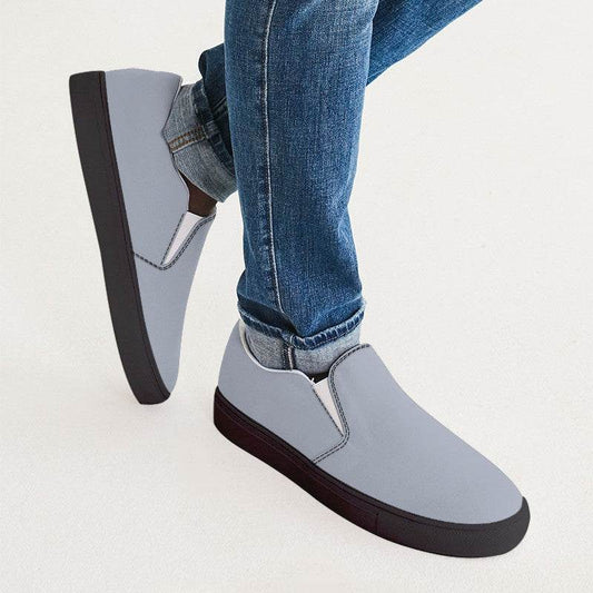 Lightened Neutral Indigo Men's Slip-On Canvas Sneakers (I-NE-LG) - Man CloseUp