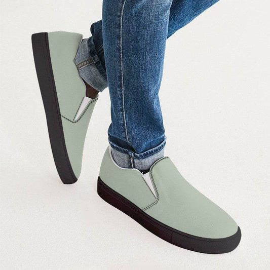 Lightened Neutral Lime Men's Slip-On Canvas Sneakers (GL2-NE-LG) - Man CloseUp