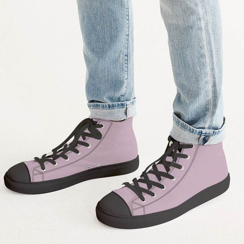 Lightened Neutral Magenta Men's High-Top Canvas Sneakers (PIM2-NE-LG) - Man CloseUp