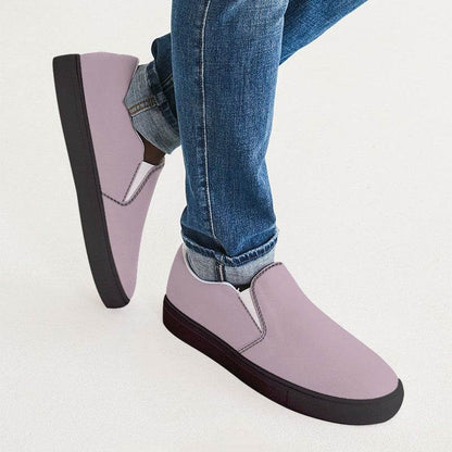 Lightened Neutral Magenta Men's Slip-On Canvas Sneakers (PIM2-NE-LG) - Man CloseUp