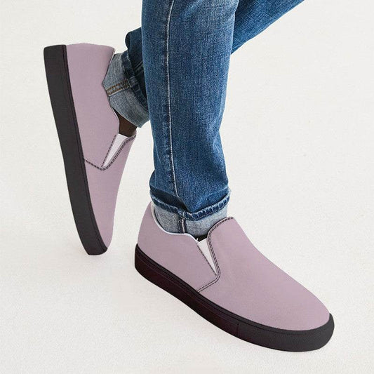 Lightened Neutral Magenta Men's Slip-On Canvas Sneakers (PIM2-NE-LG) - Man CloseUp