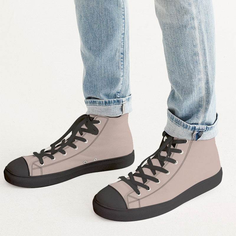 Lightened Neutral Orange Men's High-Top Canvas Sneakers (OR2-NE-LG) - Man CloseUp