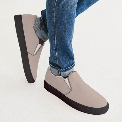 Lightened Neutral Orange Men's Slip-On Canvas Sneakers (OR2-NE-LG) - Man CloseUp