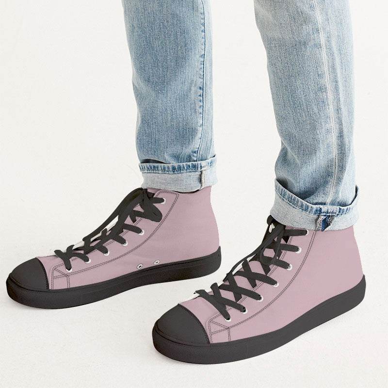 Lightened Neutral Pink Men's High-Top Canvas Sneakers (PI-NE-LG) - Man CloseUp