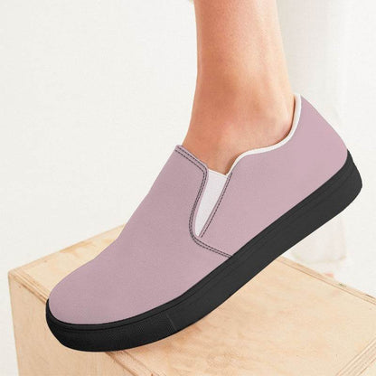 Lightened Neutral Pink Women's Slip-On Canvas Sneakers (PI-NE-LG) - Woman CloseUp