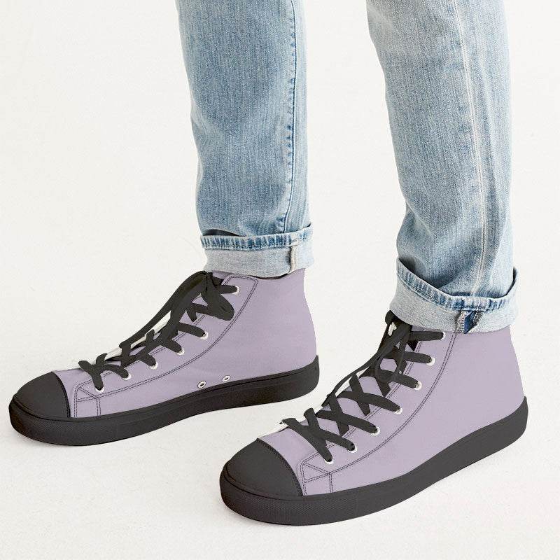Lightened Neutral Purple Men's High-Top Canvas Sneakers (MPU2-NE-LG) - Man CloseUp
