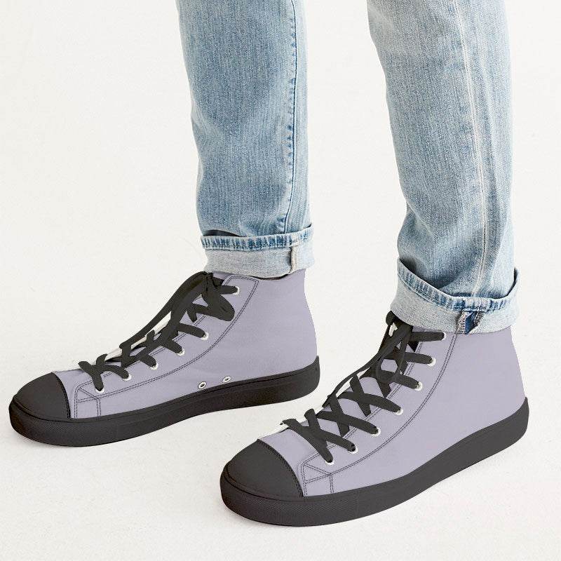 Lightened Neutral Purple Men's High-Top Canvas Sneakers (PU-NE-LG) - Man CloseUp
