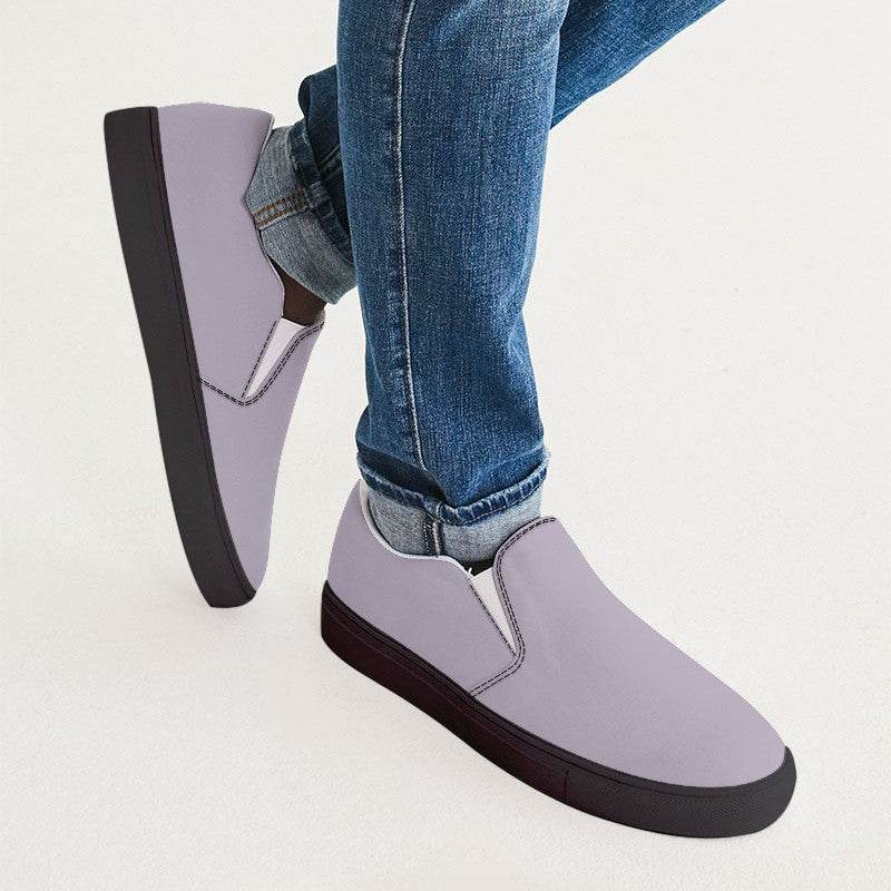 Lightened Neutral Purple Men's Slip-On Canvas Sneakers (MPU2-NE-LG) - Man CloseUp