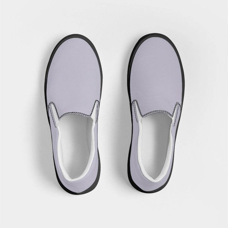 Lightened Neutral Purple Women's Slip-On Canvas Sneakers (PU-NE-LG) - Top