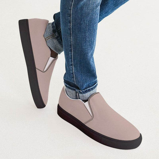 Lightened Neutral Red Men's Slip-On Canvas Sneakers (R-NE-LG) - Man CloseUp