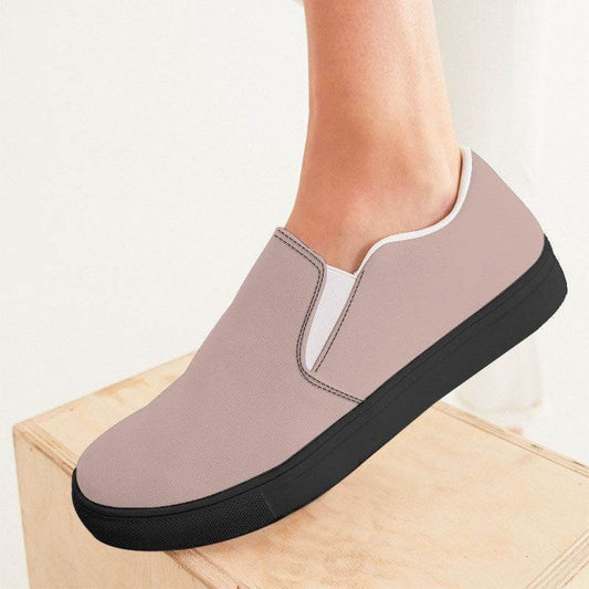 Lightened Neutral Red Women's Slip-On Canvas Sneakers (R-NE-LG) - Woman CloseUp